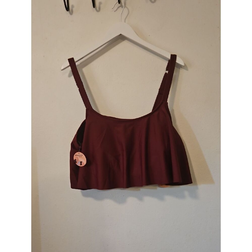 Shapermint Burgundy Flounce Crop Swim Bikini